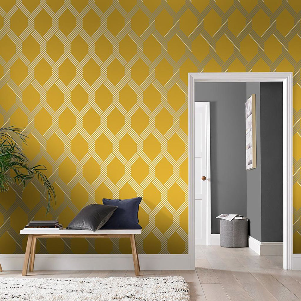 Order Graham & Brown Wallpaper Vector Lemon Silver Removable Wallpaper_2