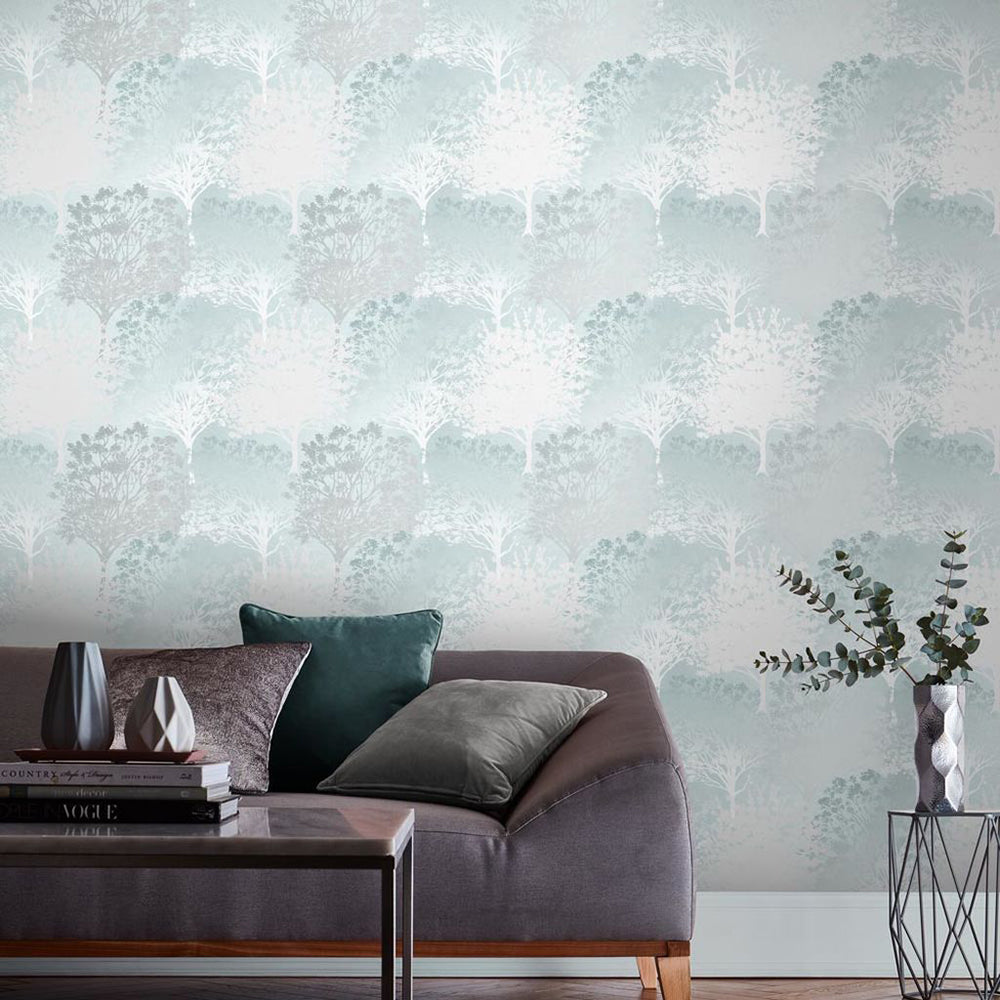 Buy Graham & Brown Wallpaper Grove Duck Egg Removable Wallpaper_2