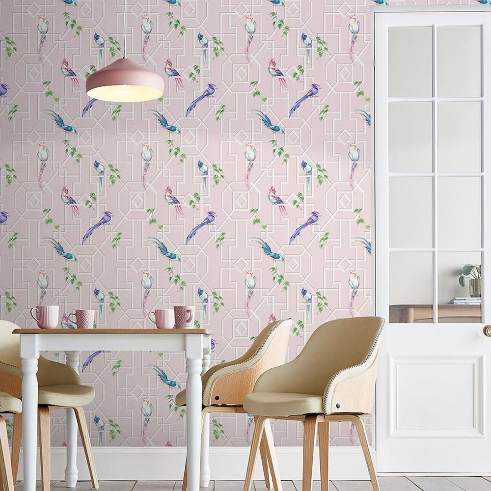 Select Graham & Brown Wallpaper Bird Cage Blush Removable Wallpaper_2