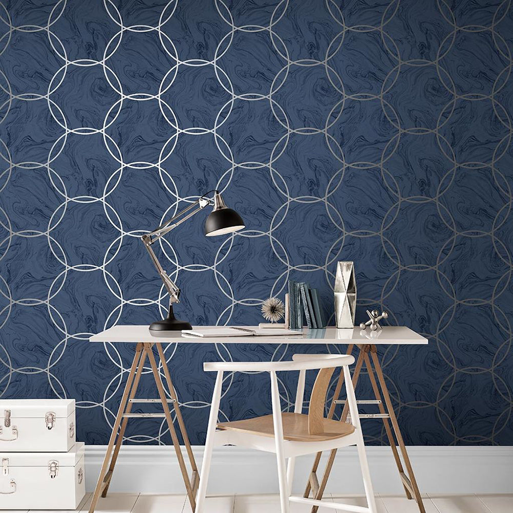 Find Graham & Brown Wallpaper Aqueous Geo Cobalt Removable Wallpaper_2