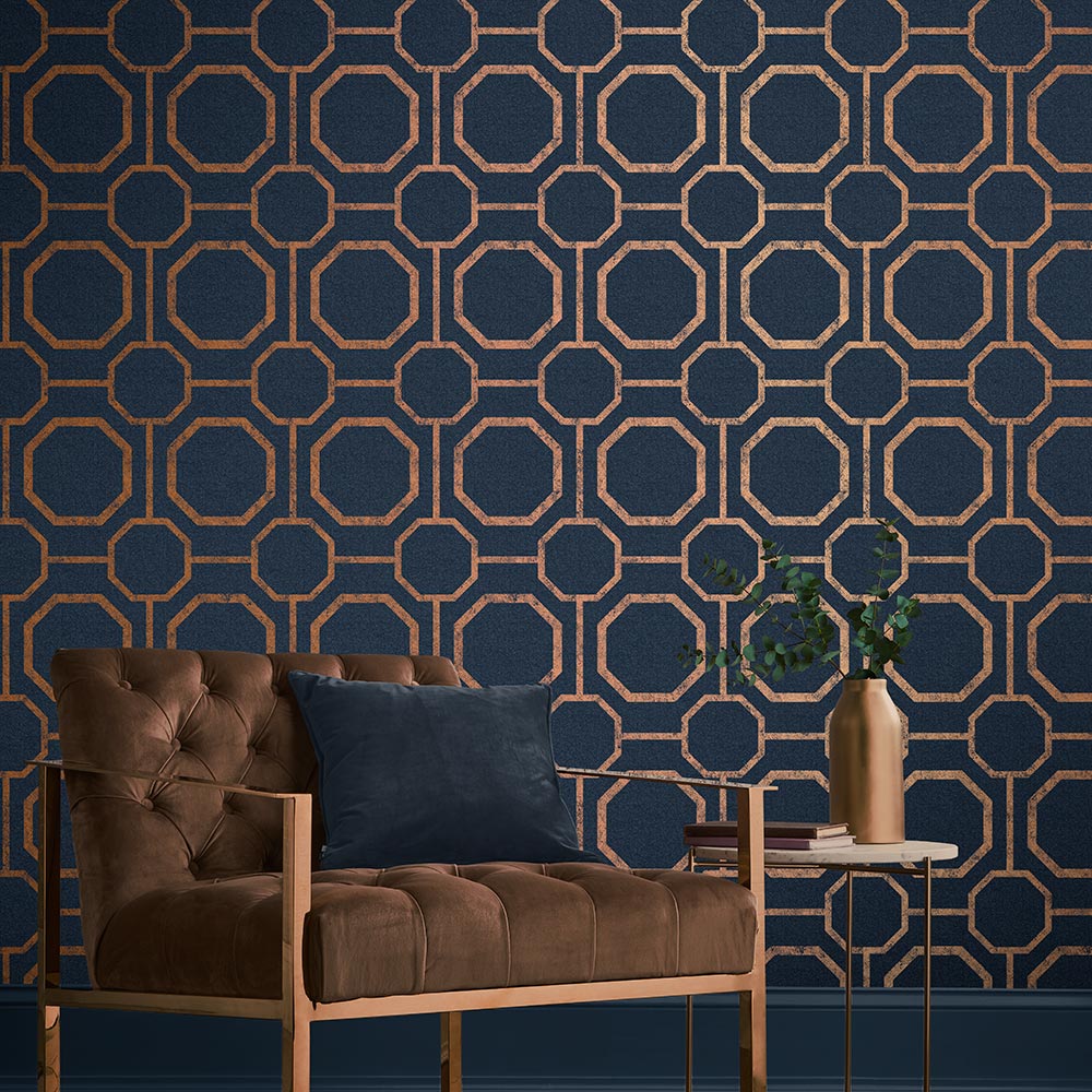 Find Graham & Brown Wallpaper Sashiko Navy Removable Wallpaper_2