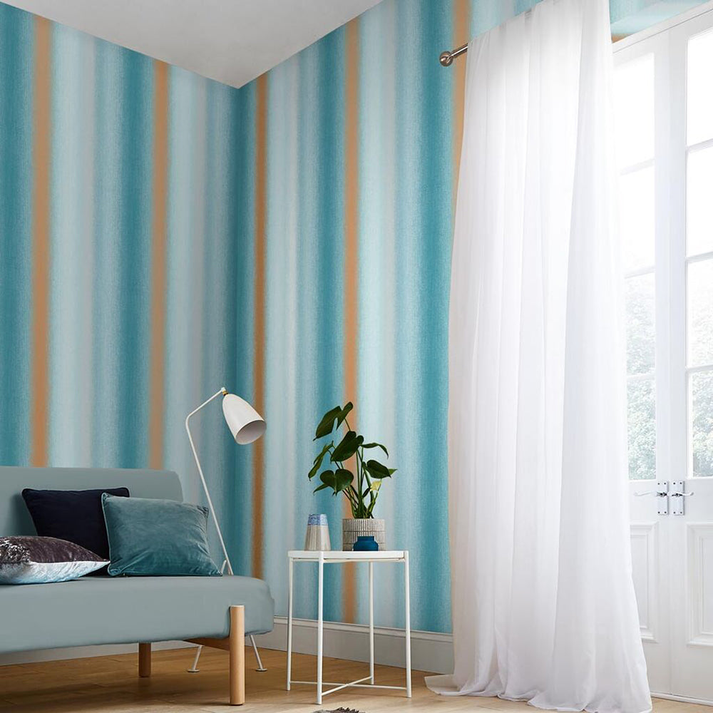 Buy Graham & Brown Wallpaper Wild Flower Stripe Teal Removable Wallpaper_2