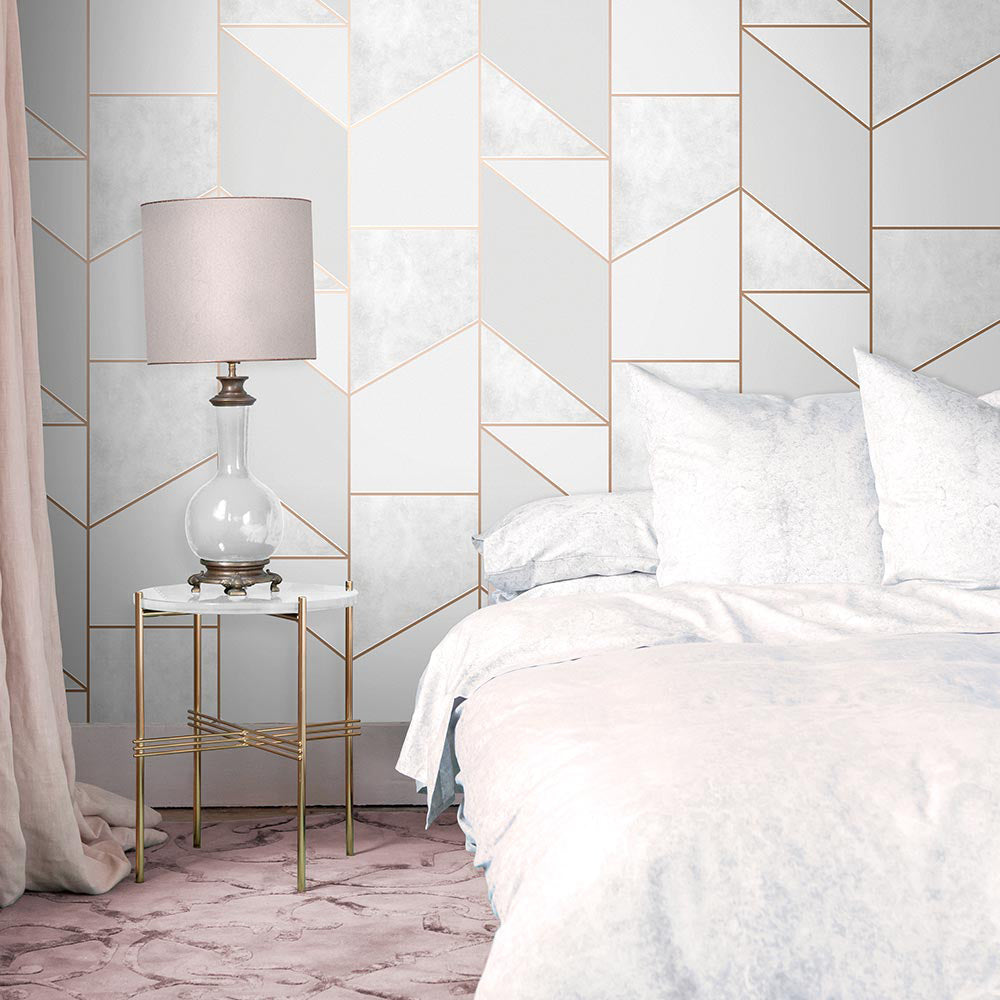 View Graham & Brown Wallpaper Color Block Geo Grey and Rose Gold Removable Wallpaper_2