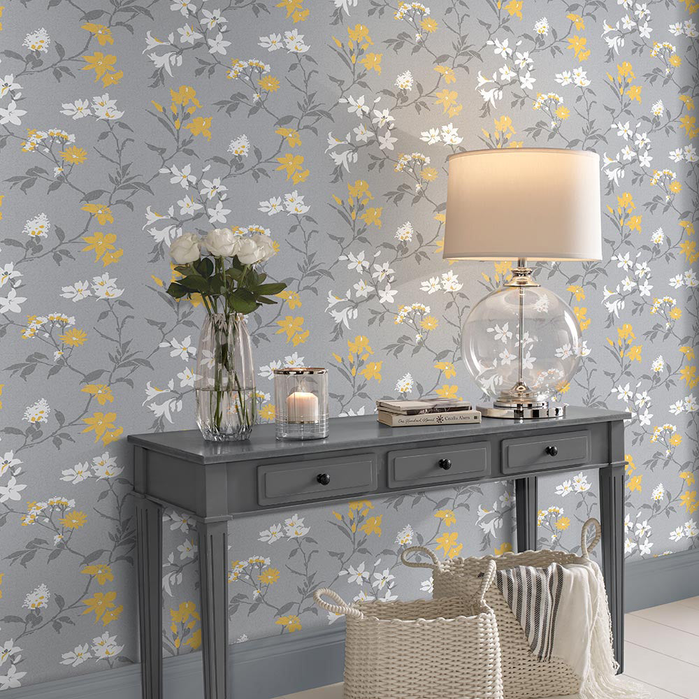 View Graham & Brown Wallpaper Aeris Grey and Yellow Removable Wallpaper_2