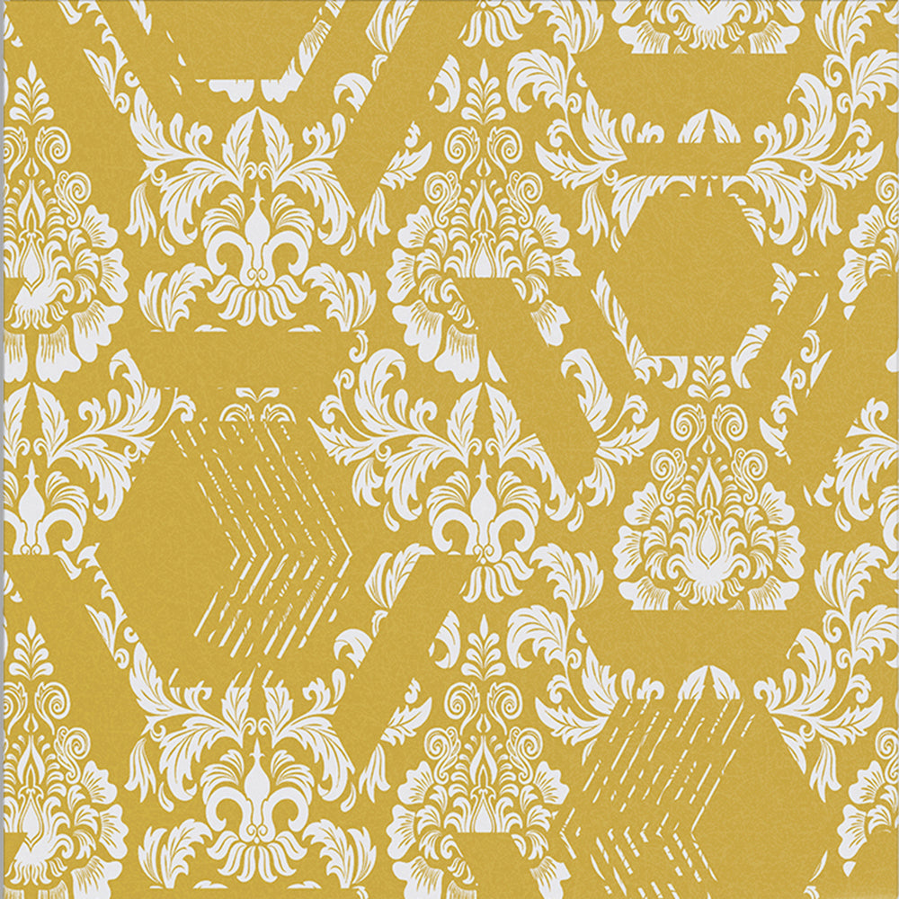 Select Graham & Brown Wallpaper Geo Damask Yellow Removable Wallpaper