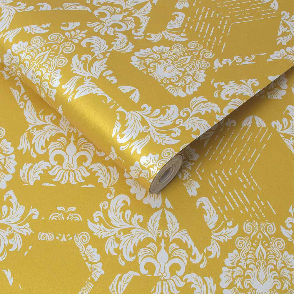 Select Graham & Brown Wallpaper Geo Damask Yellow Removable Wallpaper_3