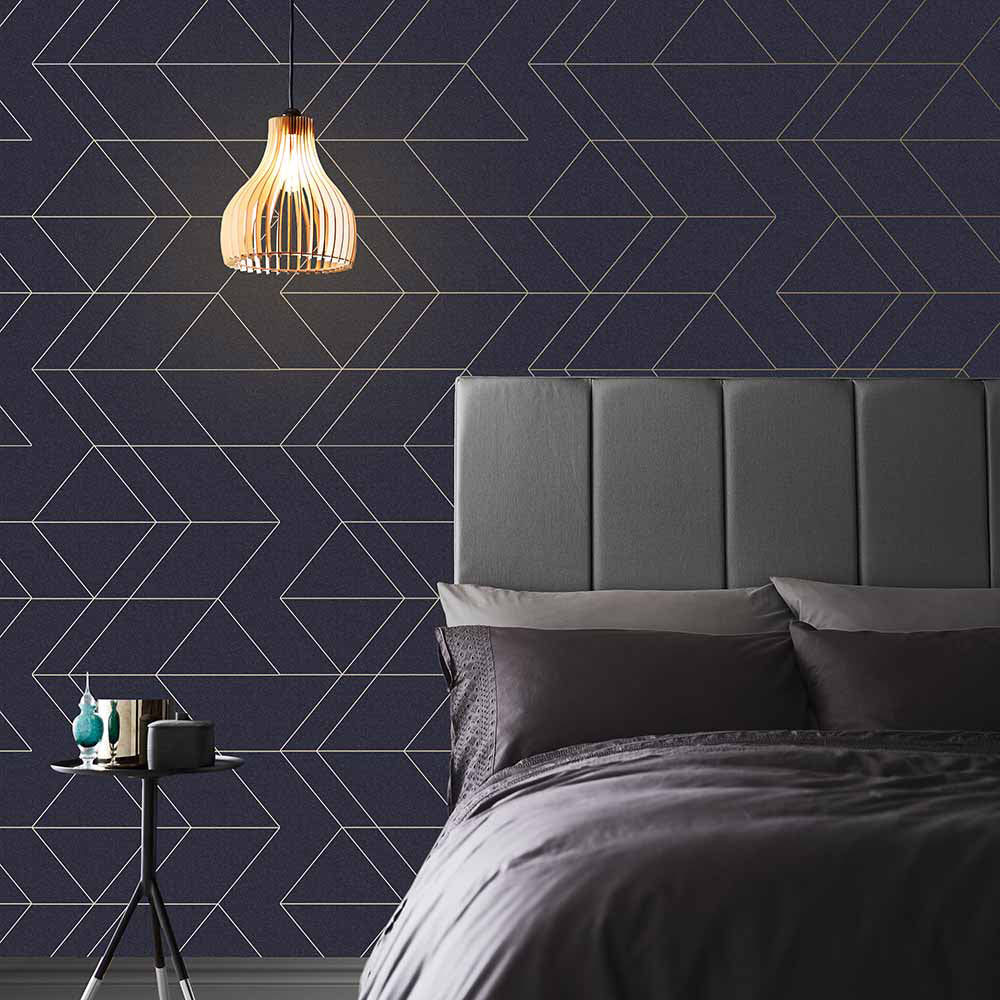 Find Graham & Brown Wallpaper Balance Navy and Gold Removable Wallpaper_2