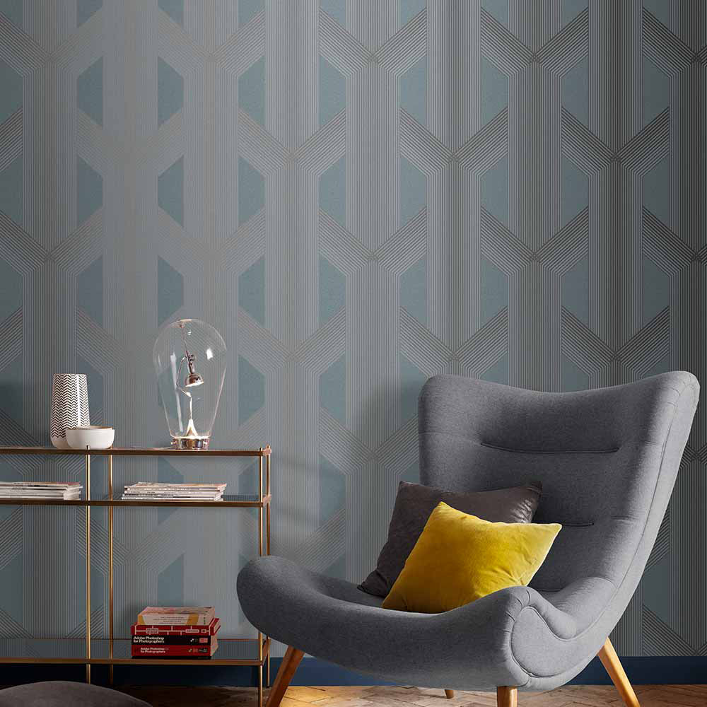 Shop Graham & Brown Wallpaper Lagom Geo Deep Sky Removable Wallpaper_2