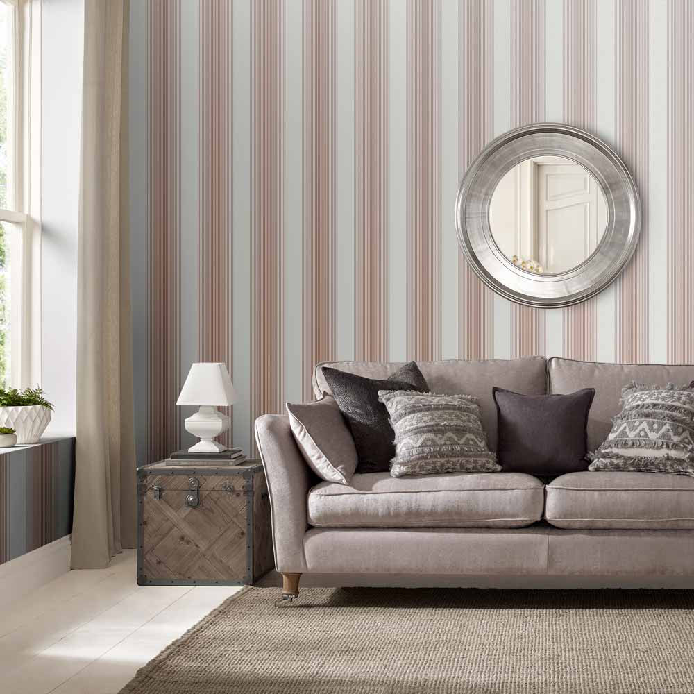 Purchase Graham & Brown Wallpaper Lagom Stripe White and Rose Gold Removable Wallpaper_2