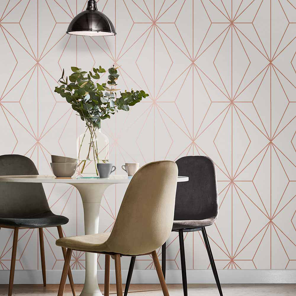 Purchase Graham & Brown Wallpaper Harmony White Rose Gold Removable Wallpaper_2