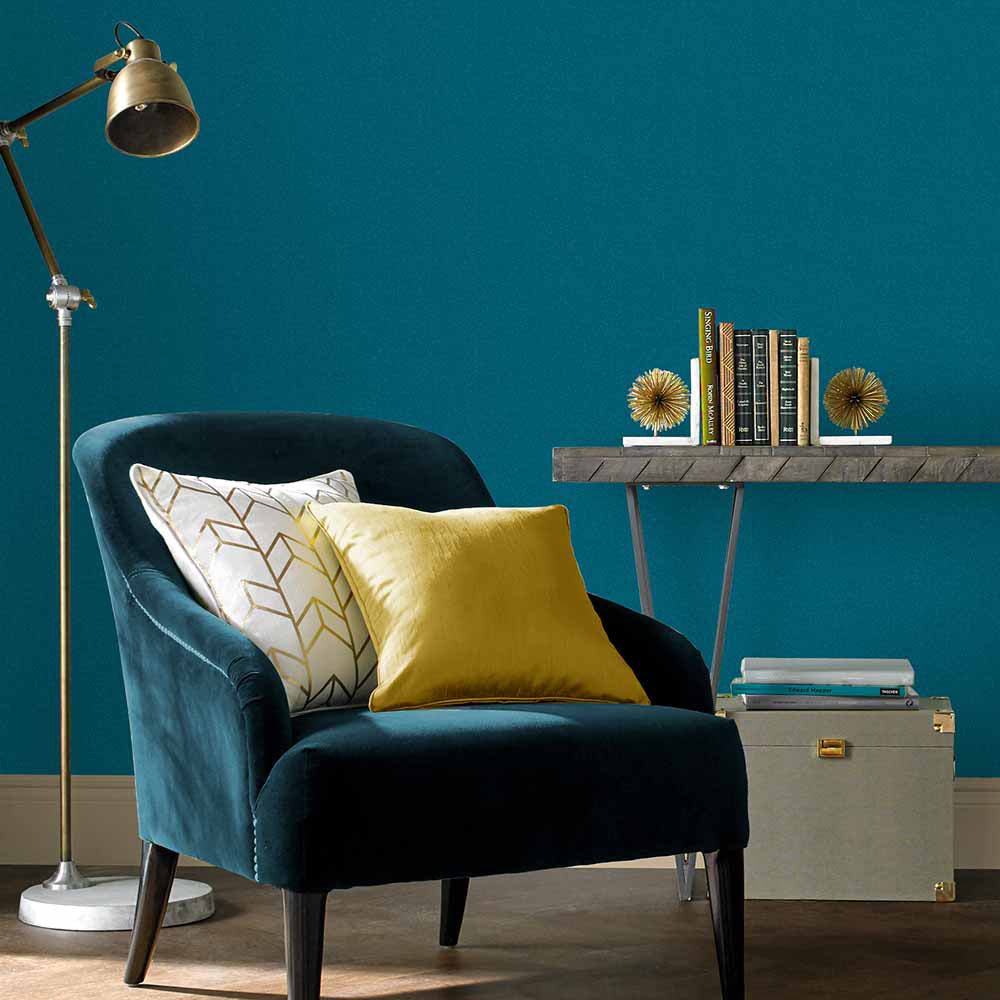 Acquire Graham & Brown Wallpaper Jewel Teal Plain Removable Wallpaper_2