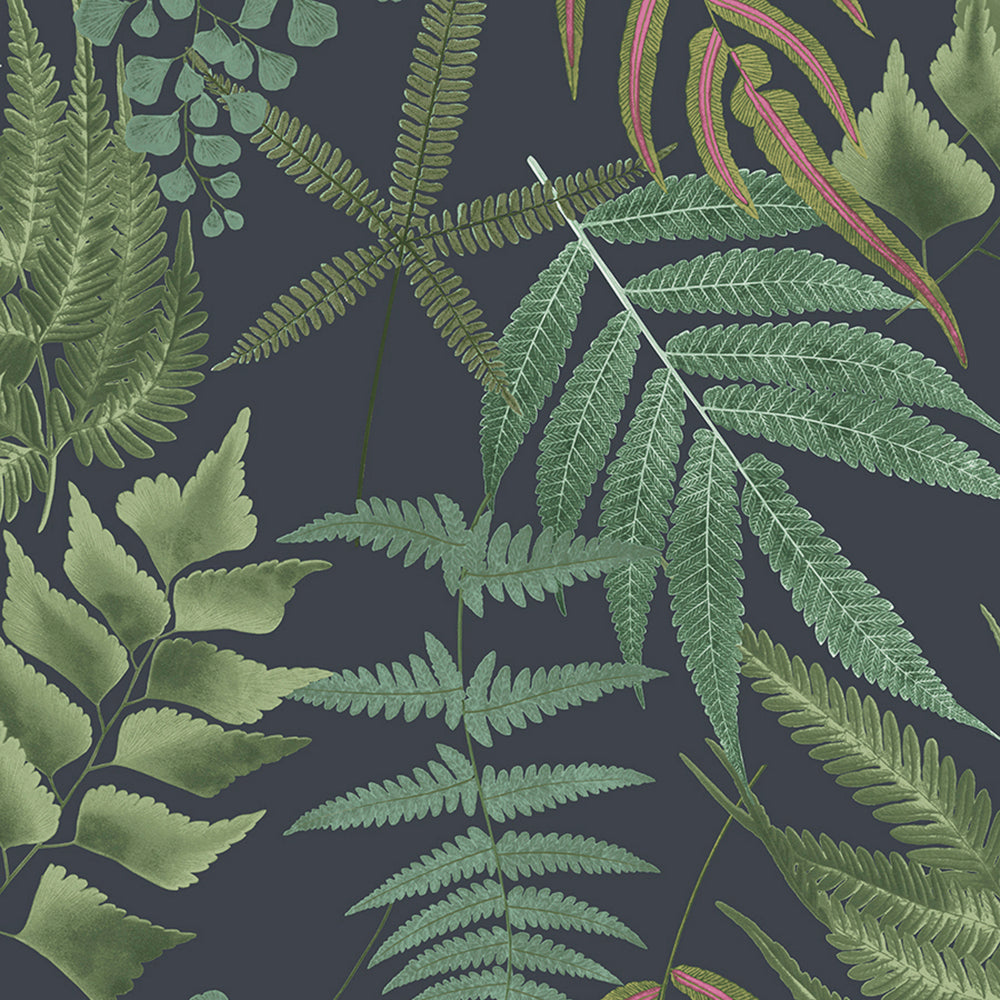 Select Graham & Brown Wallpaper Midsummer Fern Navy Removable Wallpaper