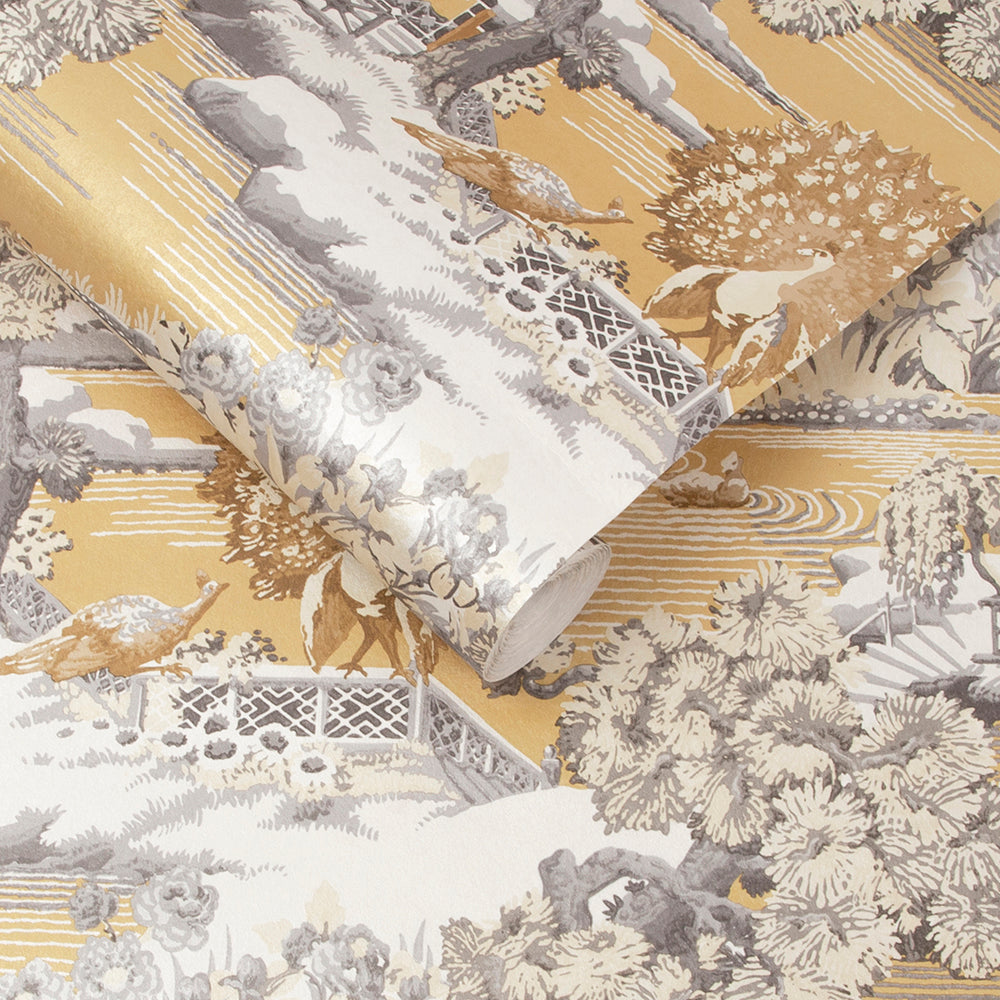 View Graham & Brown Wallpaper Edo Toile Mustard Removable Wallpaper_3