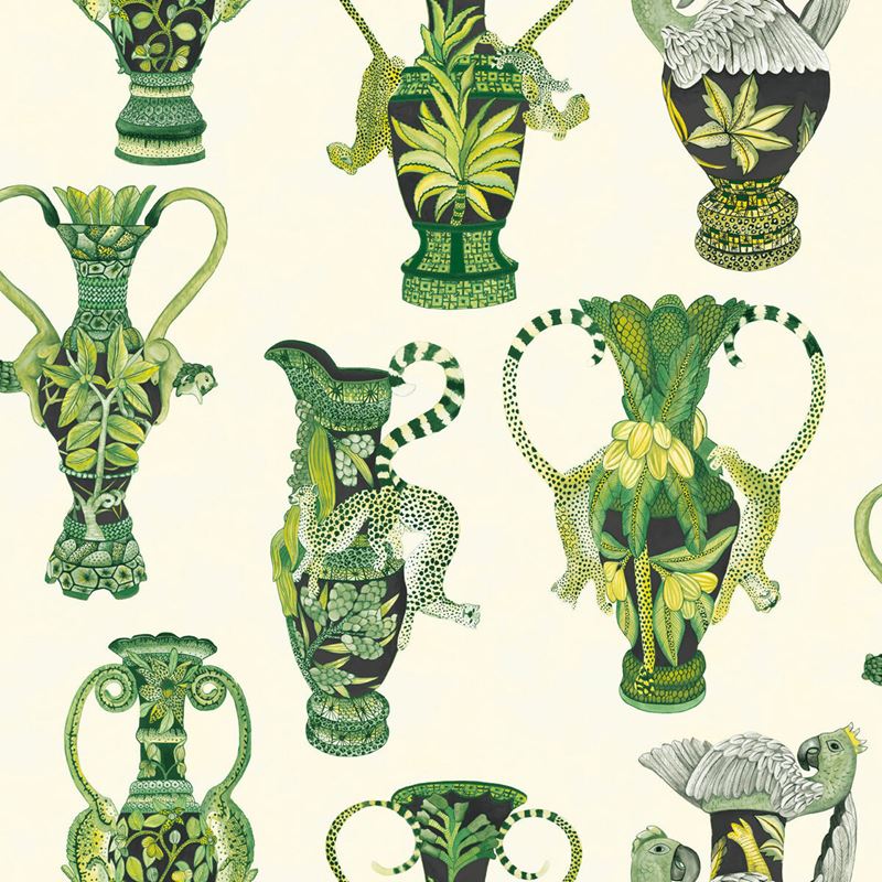 Search 109/12056 Cs Khulu Vases Green And White By Cole and Son Wallpaper