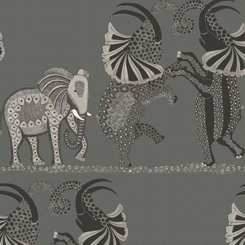 Buy 109/8039 Cs Safari Dance Charcoal Black And White By Cole and Son Wallpaper