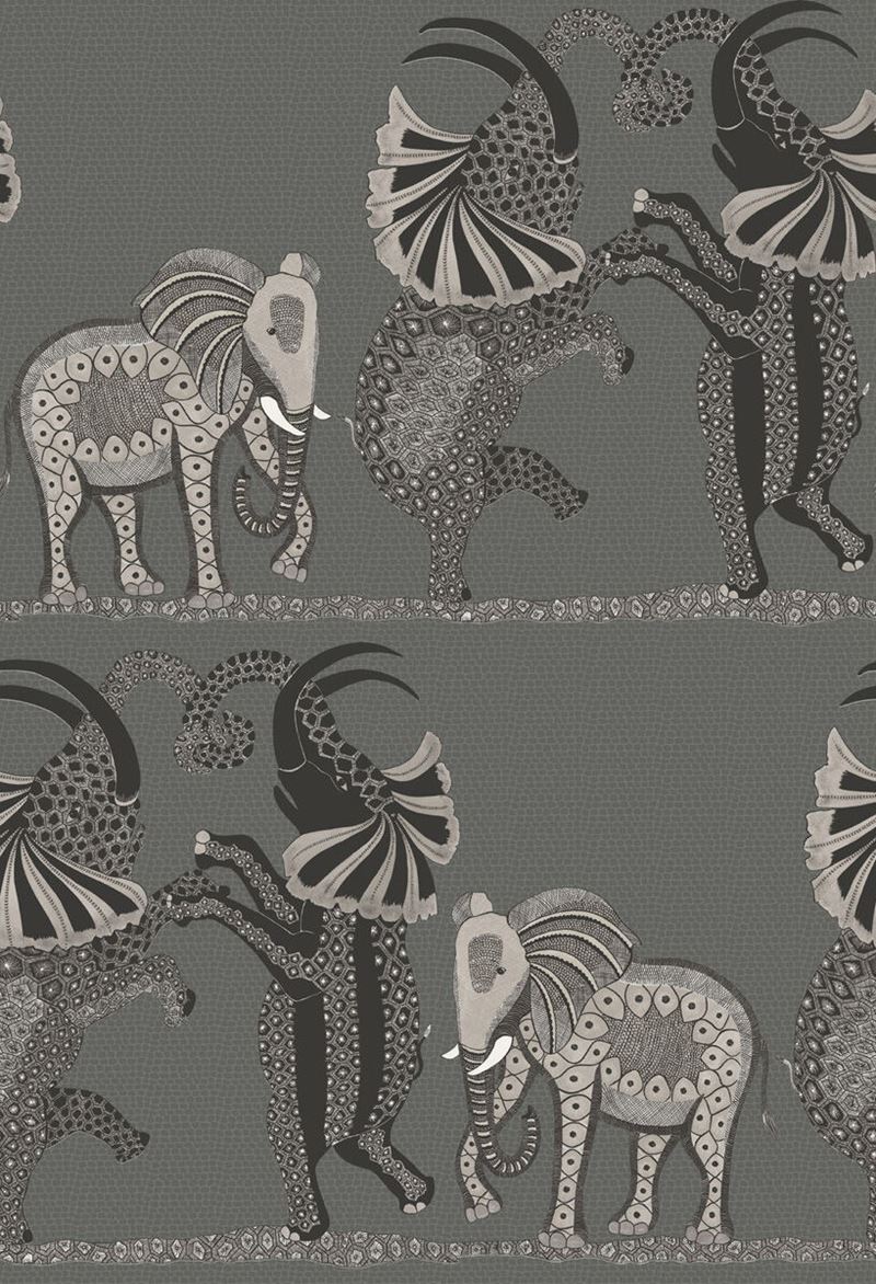 Purchase 109/8039 Cs Safari Dance Charcoal Black And White By Cole and Son Wallpaper