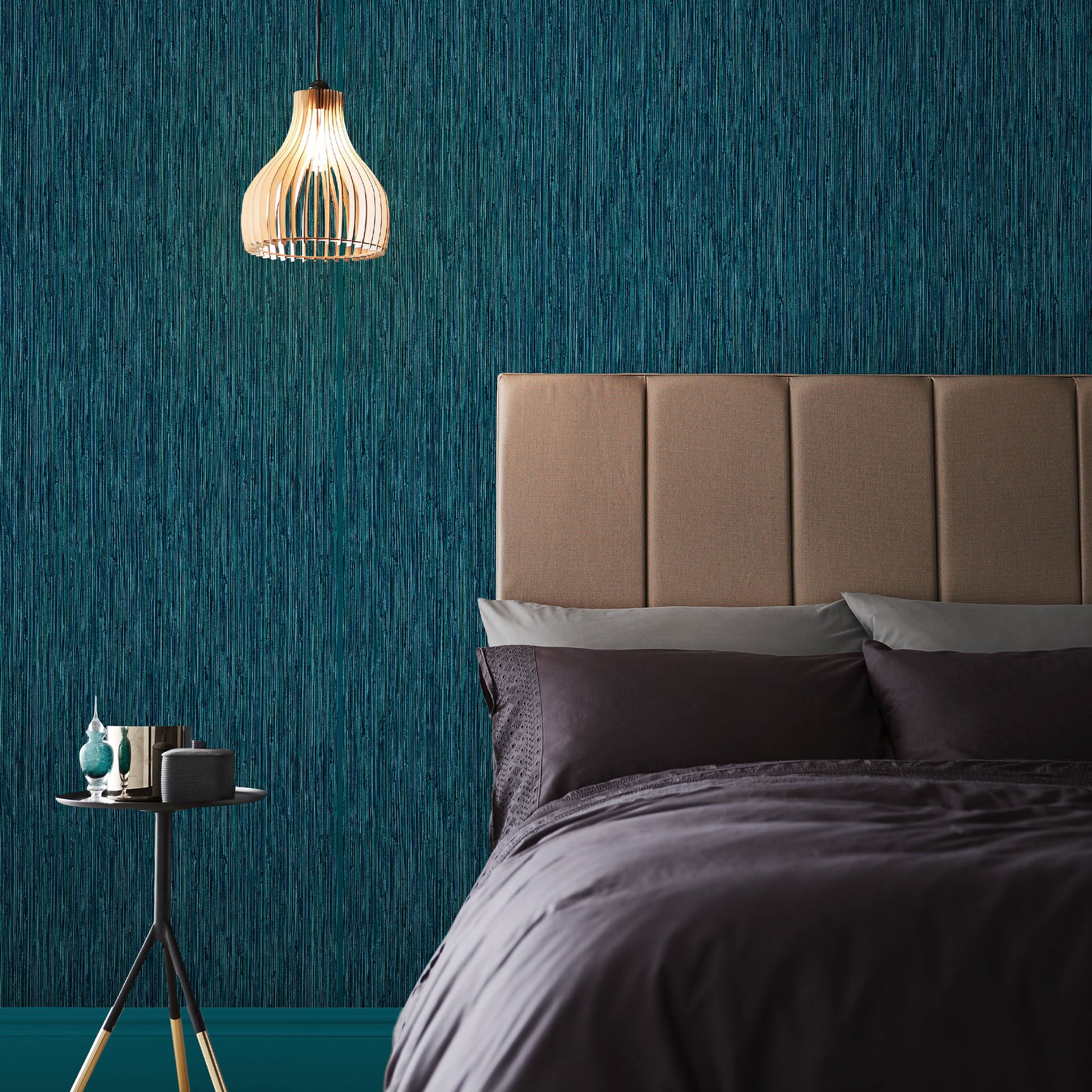 Shop Graham & Brown Wallpaper Grasscloth Texture Teal Removable Wallpaper_2