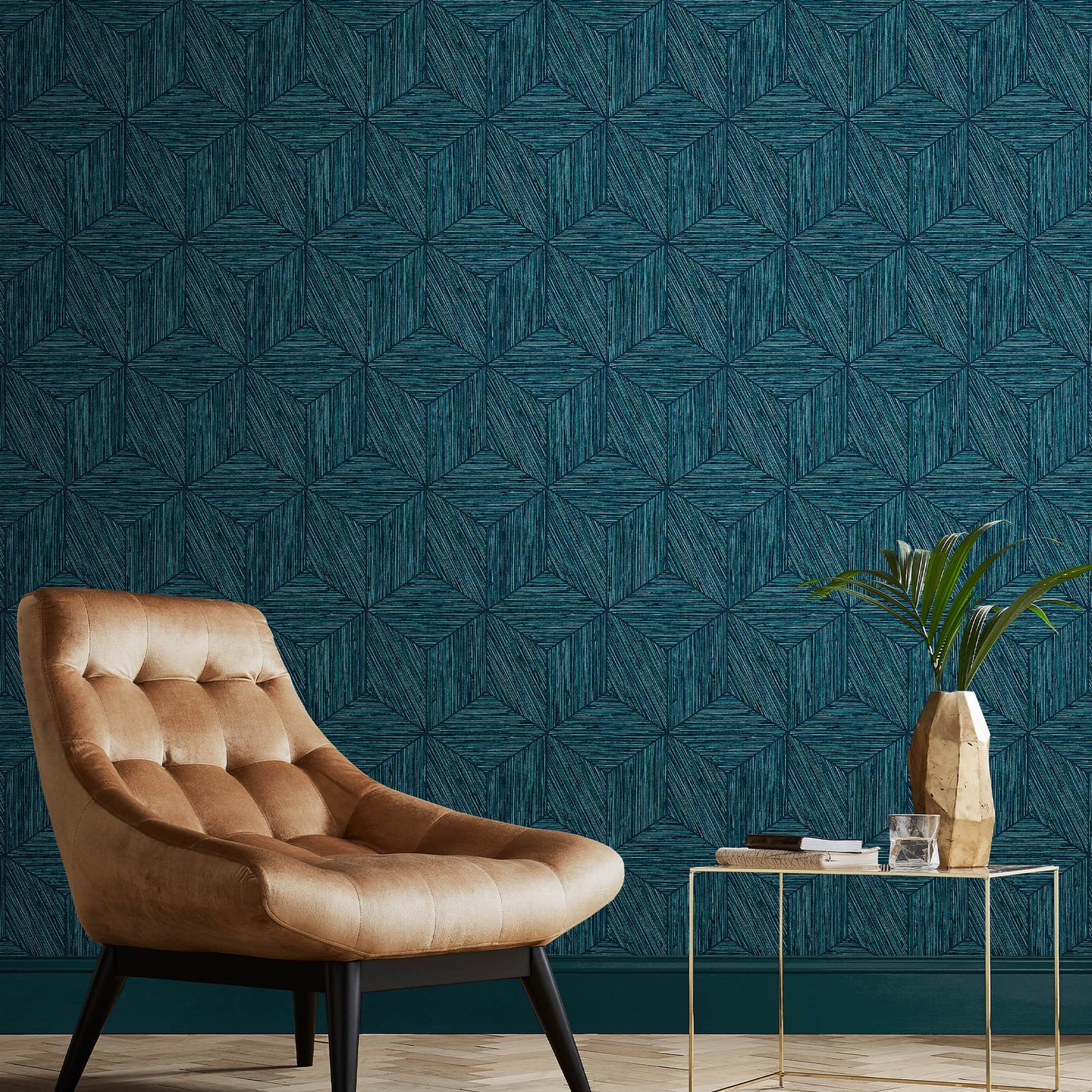 Purchase Graham & Brown Wallpaper Grasscloth Geo Teal Removable Wallpaper_2