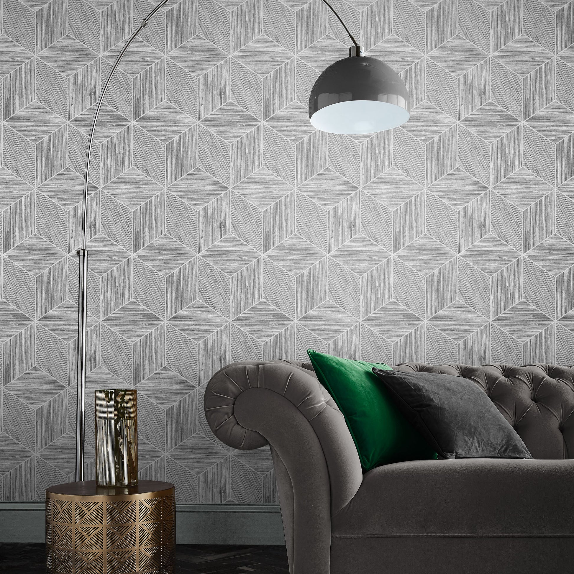 Select Graham & Brown Wallpaper Grasscloth Geo Grey Removable Wallpaper_2