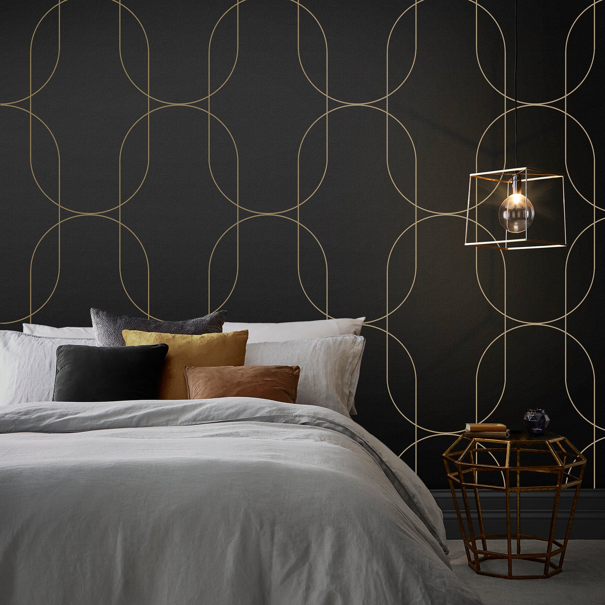 Acquire Graham & Brown Wallpaper Palais Black and Gold Removable Wallpaper_2