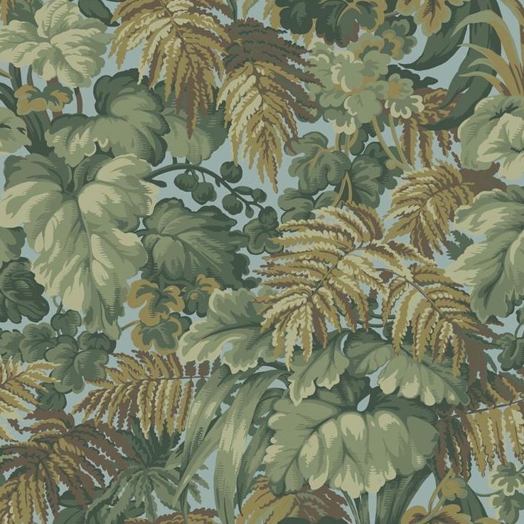 Order 113/3008 Cs Royal Fernery Khaki And Print Room Blue By Cole and Son Wallpaper