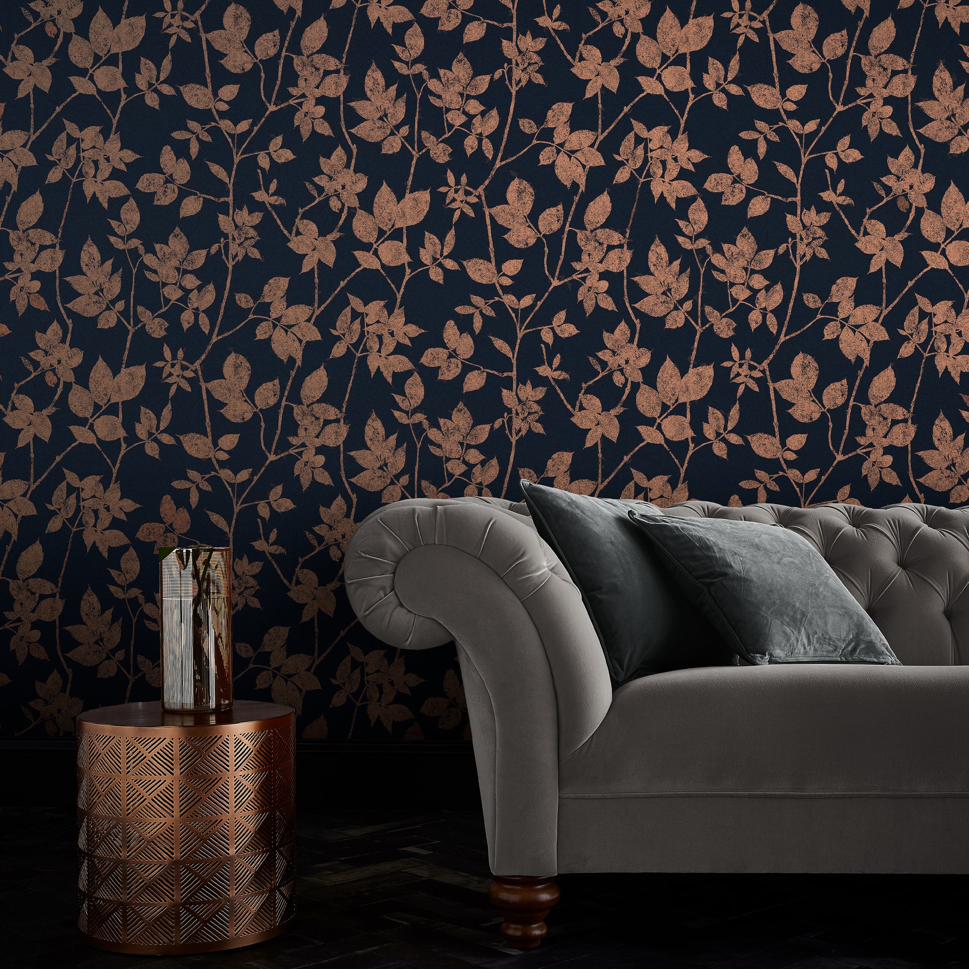 Acquire Graham & Brown Wallpaper Luna Navy and Copper Removable Wallpaper_2