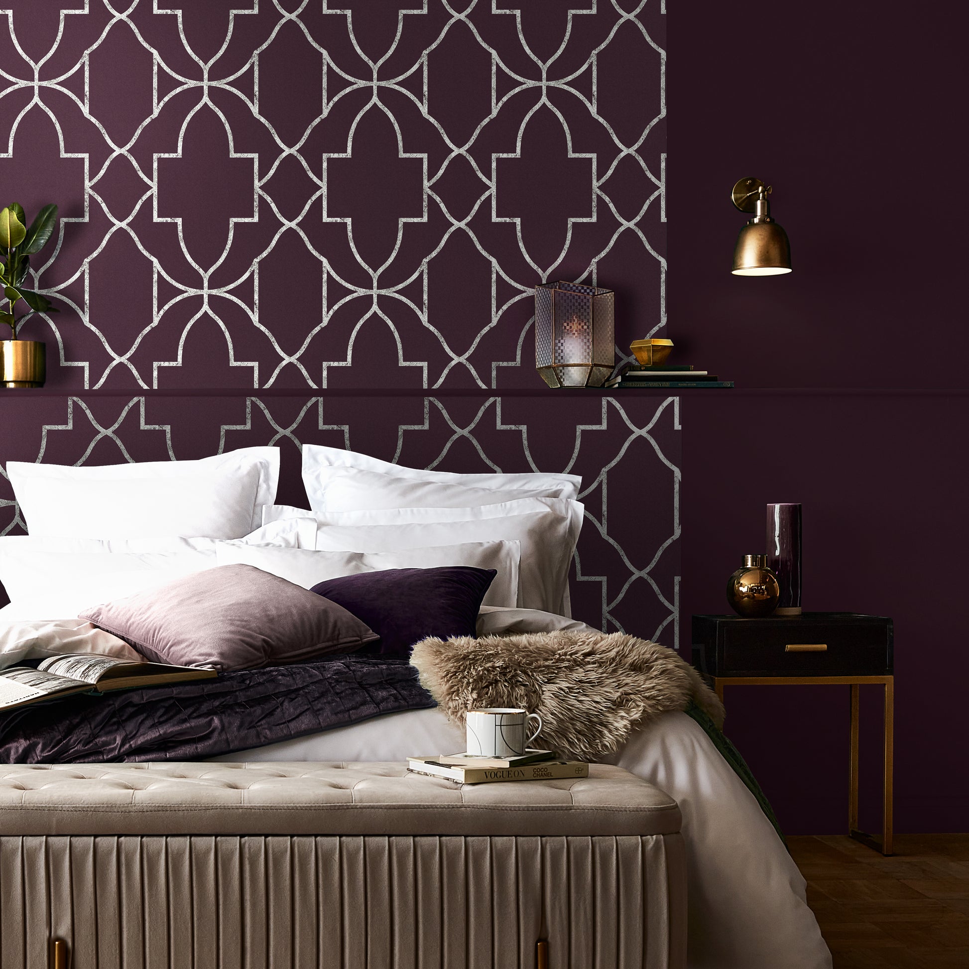 Shop Graham & Brown Wallpaper Versailles Amethyst Removable Wallpaper_2