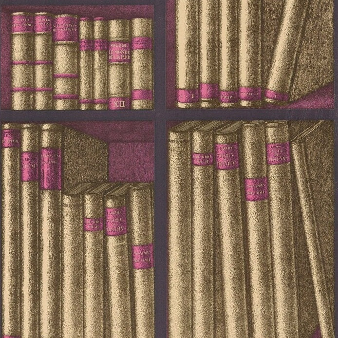 Search 114/15031 Cs Ex Libris Gold Magenta By Cole and Son Wallpaper