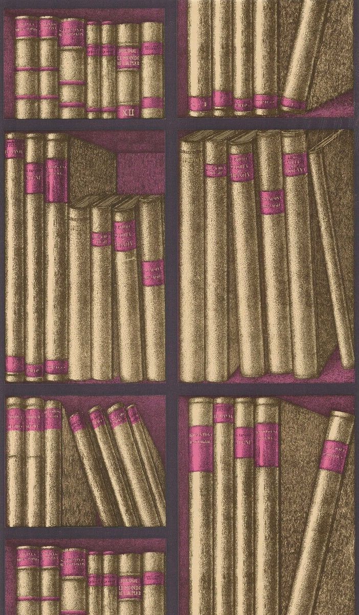 Shop 114/15031 Cs Ex Libris Gold Magenta By Cole and Son Wallpaper