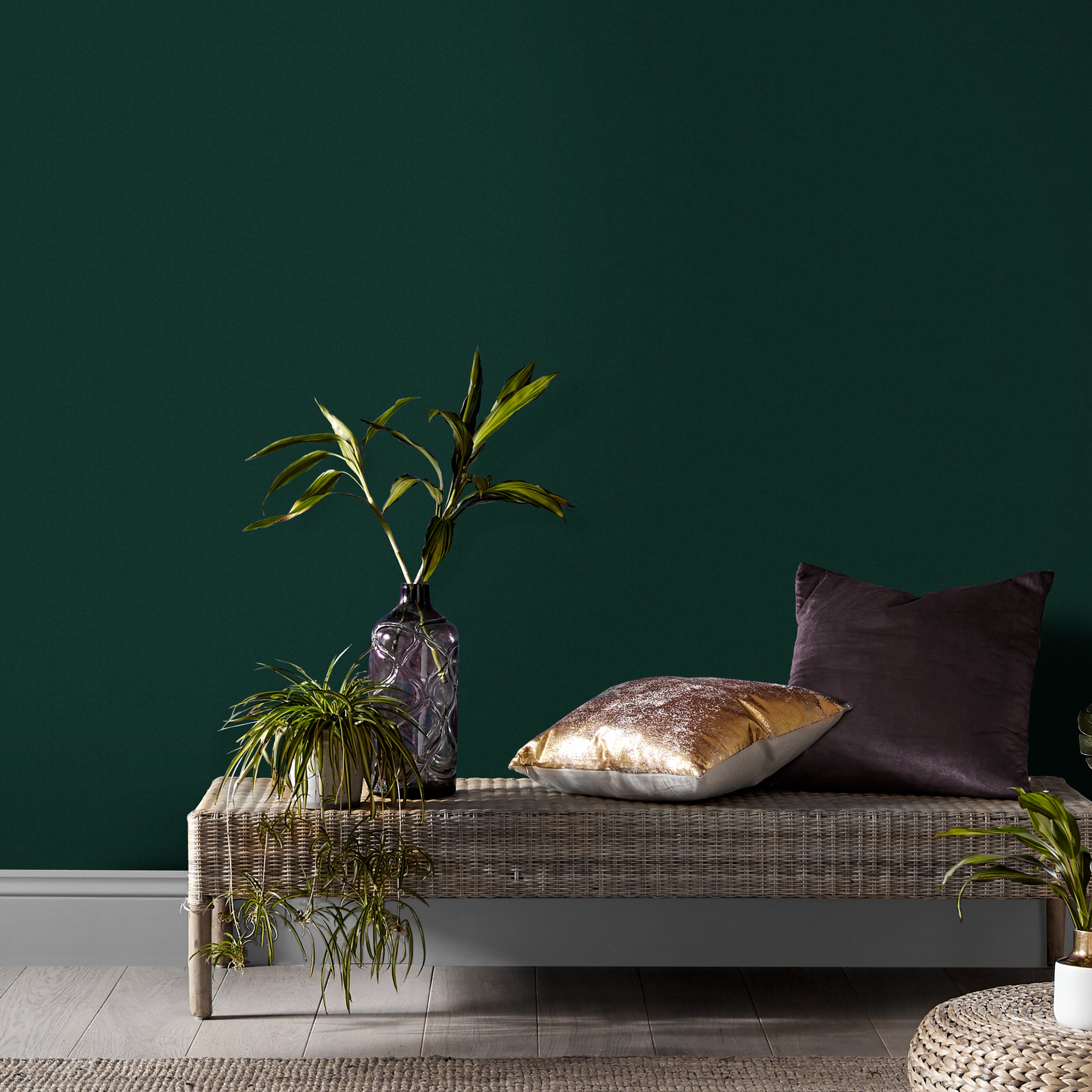 114186 - Graham & Brown, Luxury Emerald Plain Removable Wallpaper
