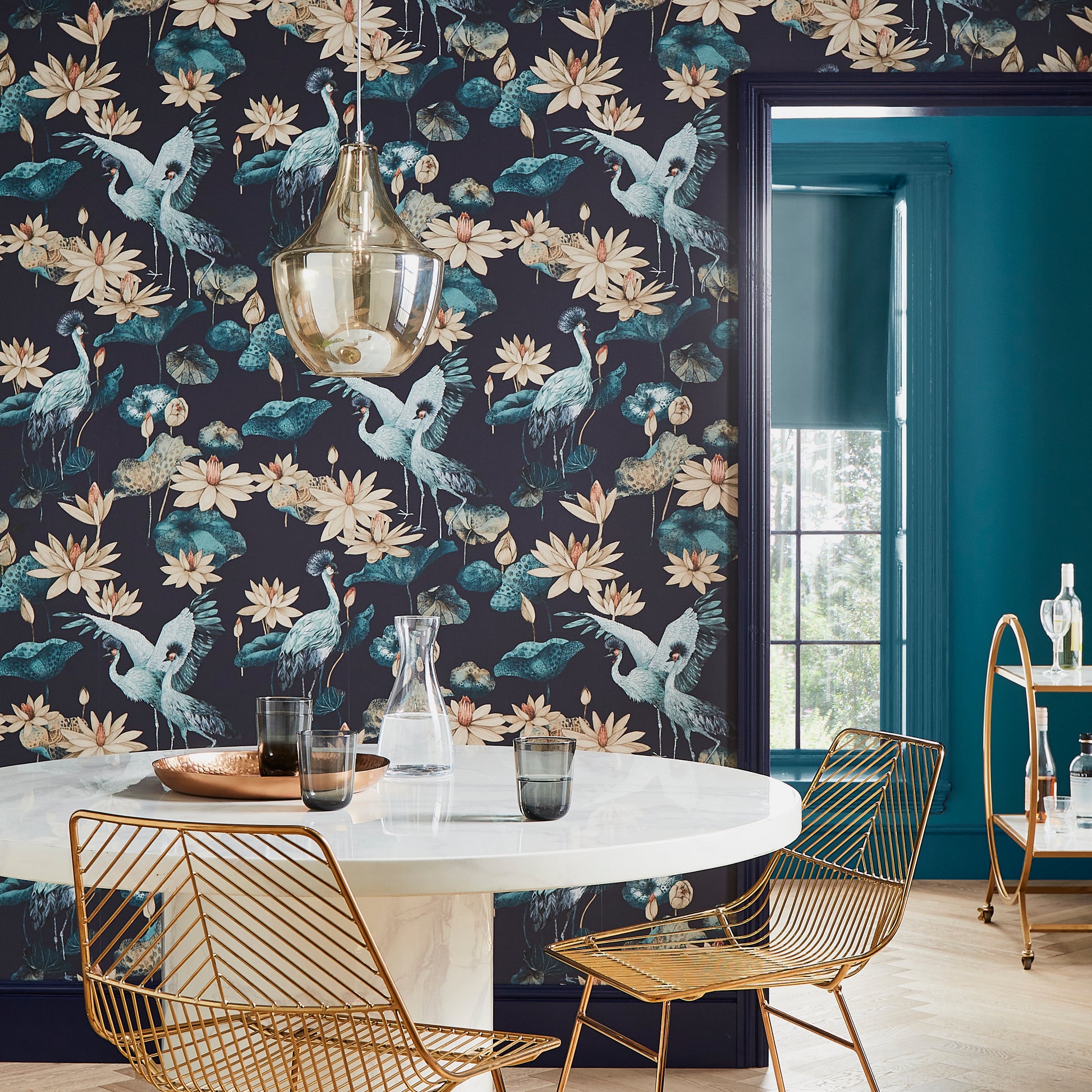 Shop Graham & Brown Wallpaper Teien Navy Removable Wallpaper_2