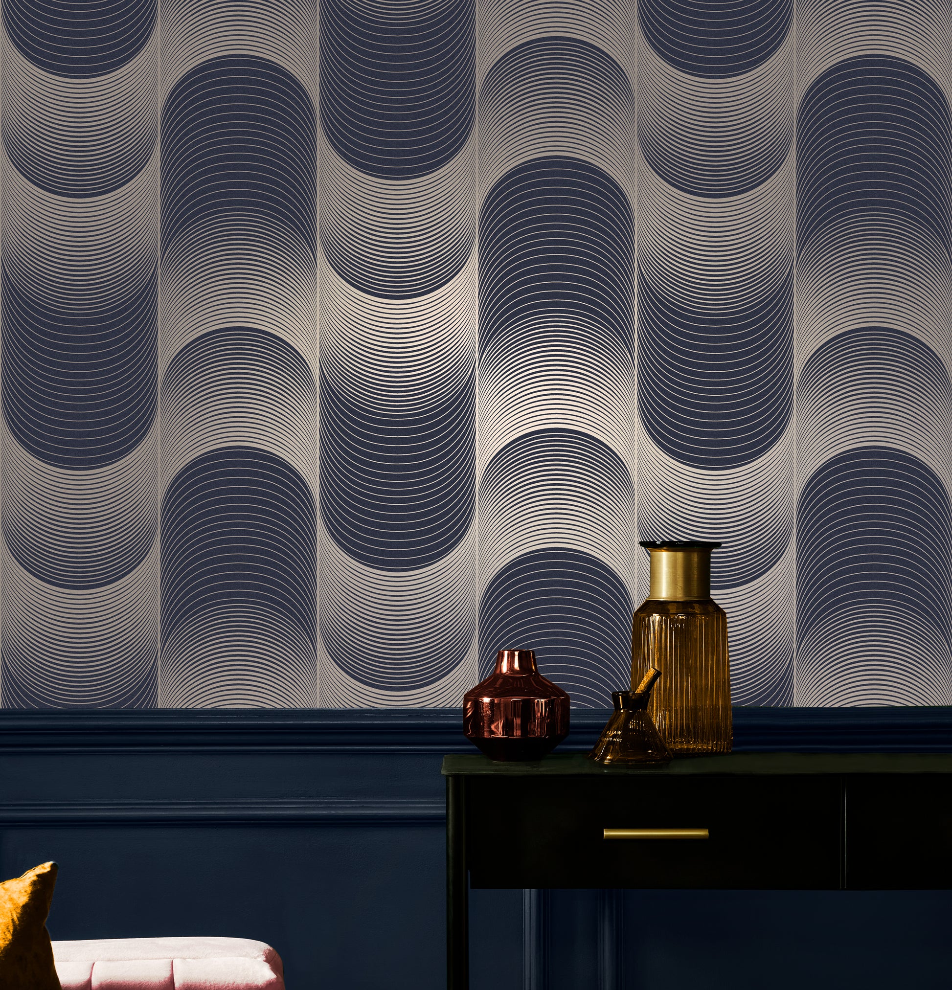 Shop Graham & Brown Wallpaper Eclipse Navy Blue Removable Wallpaper_2