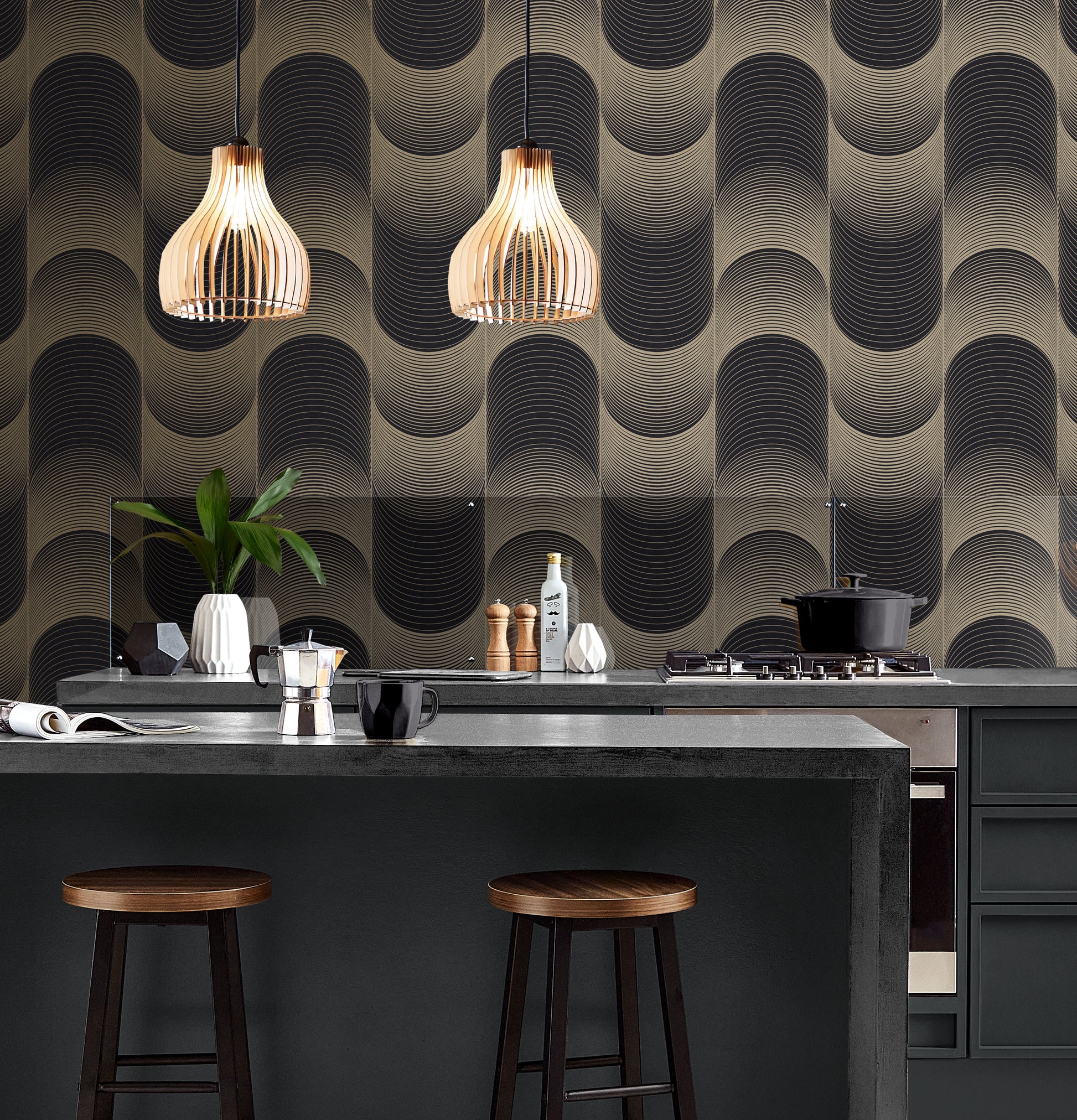 Select Graham & Brown Wallpaper Eclipse Black and Gold Removable Wallpaper_2