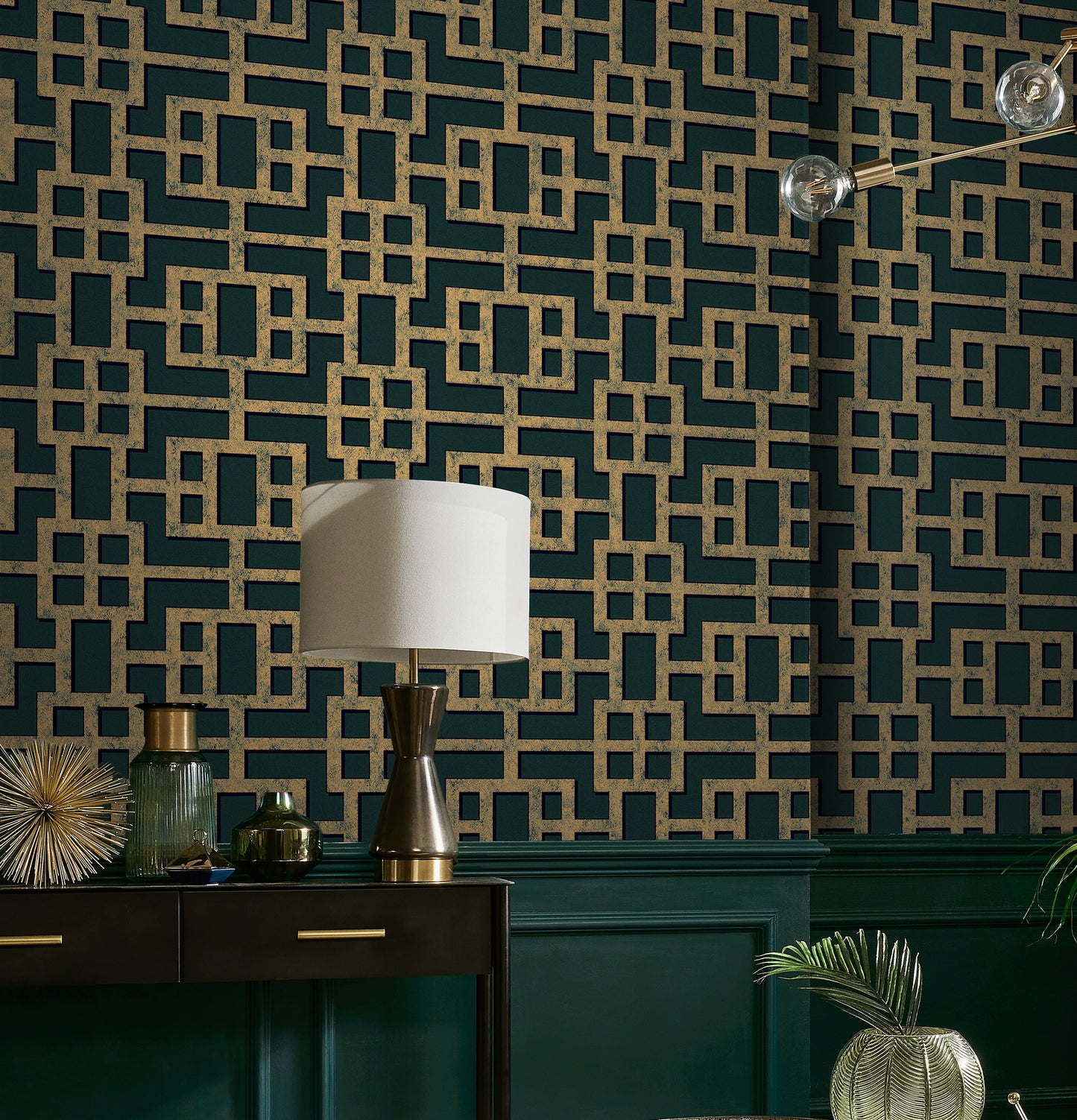 View Graham & Brown Wallpaper Rendo Green and Copper Removable Wallpaper_2