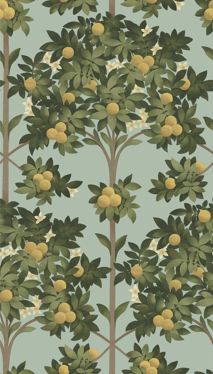 Select 117/1002 Cs Orange Blossom Lemon Dark Olive Grn Duck Egg By Cole and Son Wallpaper