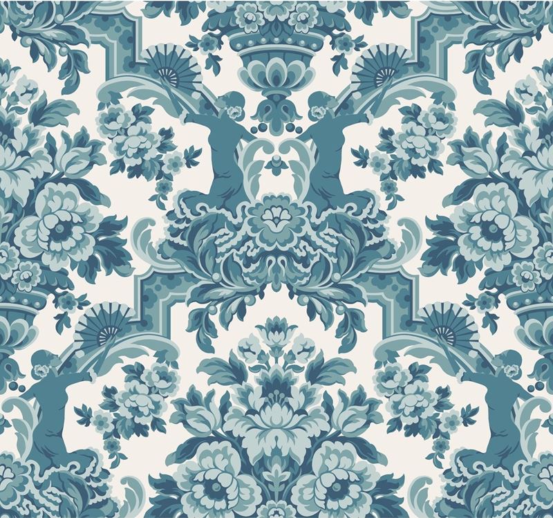 Search 117/13042 Cs Lola Petrol Blues On White By Cole and Son Wallpaper