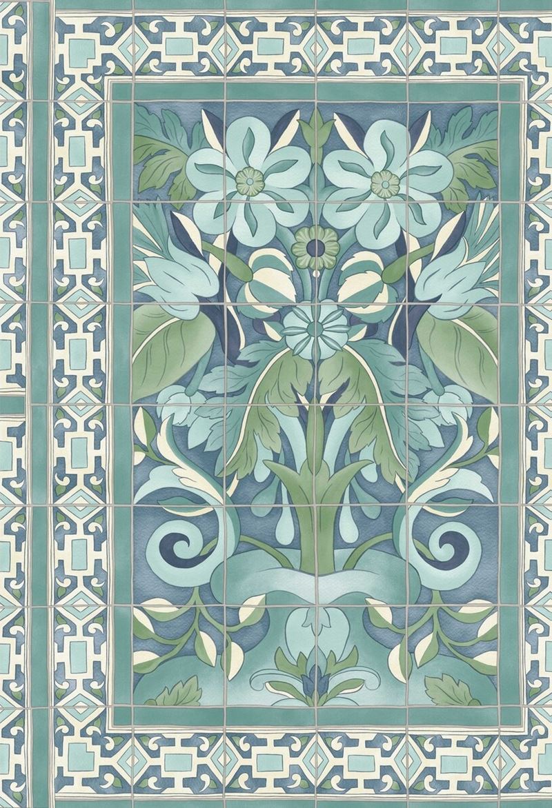 Select 117/5014 Cs Triana Teal And Dark Teal On Denim By Cole and Son Wallpaper