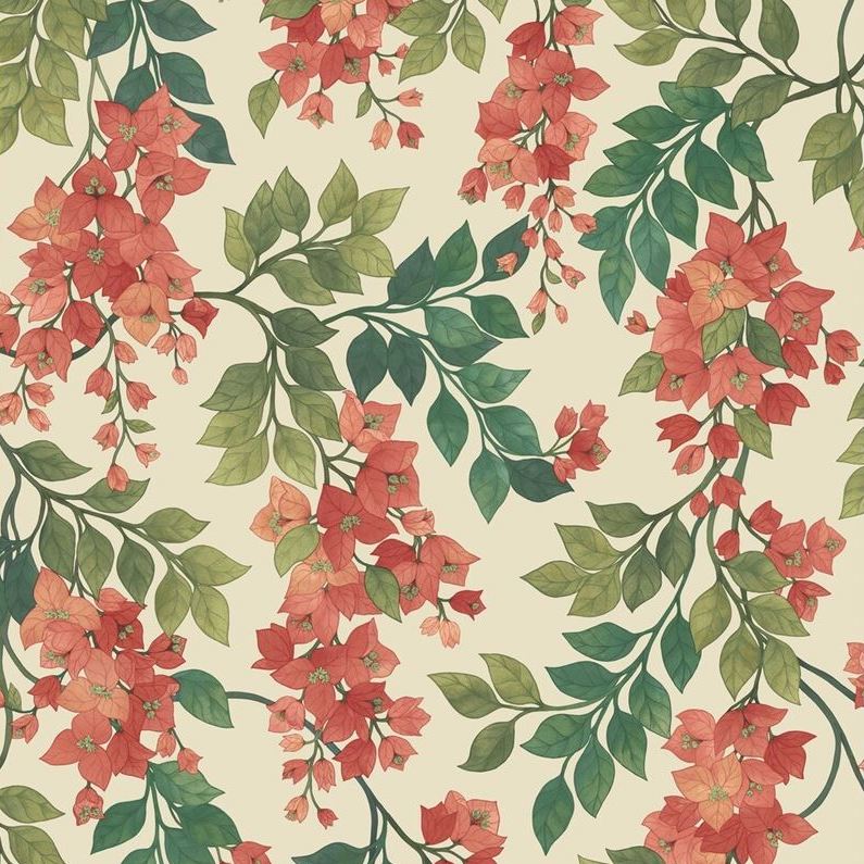 View 117/6016 Cs Bougainvillea Rouge Olive Grn Emerald Crm By Cole and Son Wallpaper