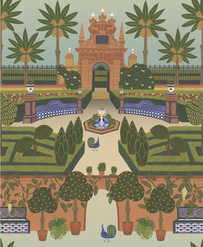 Buy 117/7020 Cs Alcazar Gardens Terracotta Spring Gr Multi By Cole and Son Wallpaper