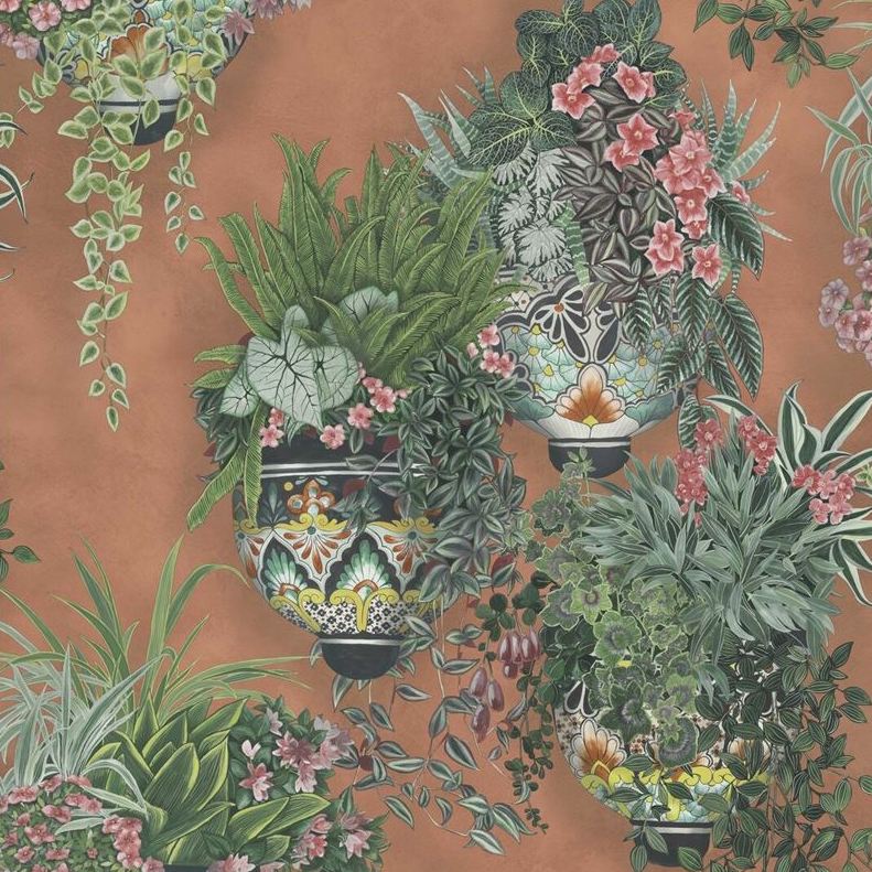 Order 117/9025 Cs Talavera Rose And Spring Green On Terracotta By Cole and Son Wallpaper