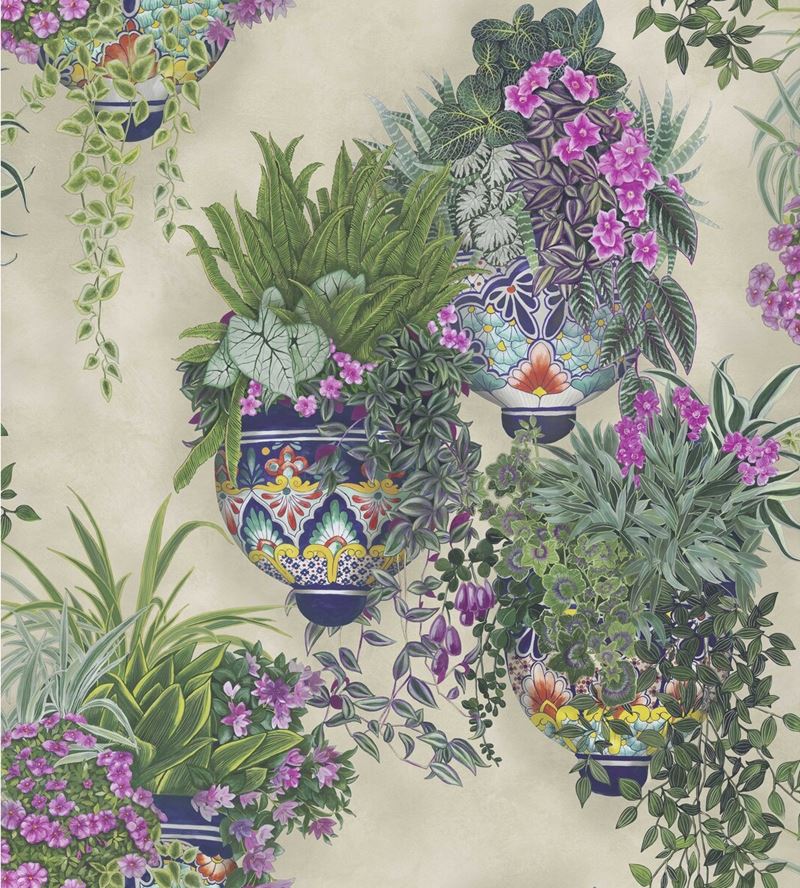 Acquire 117/9027 Cs Talavera Magenta And Spring Greens On Stone By Cole and Son Wallpaper