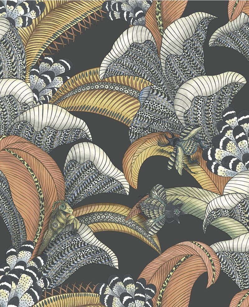 Shop 119/1005 Cs Hoopoe Leaves Terochreandice Blue On Char By Cole and Son Wallpaper