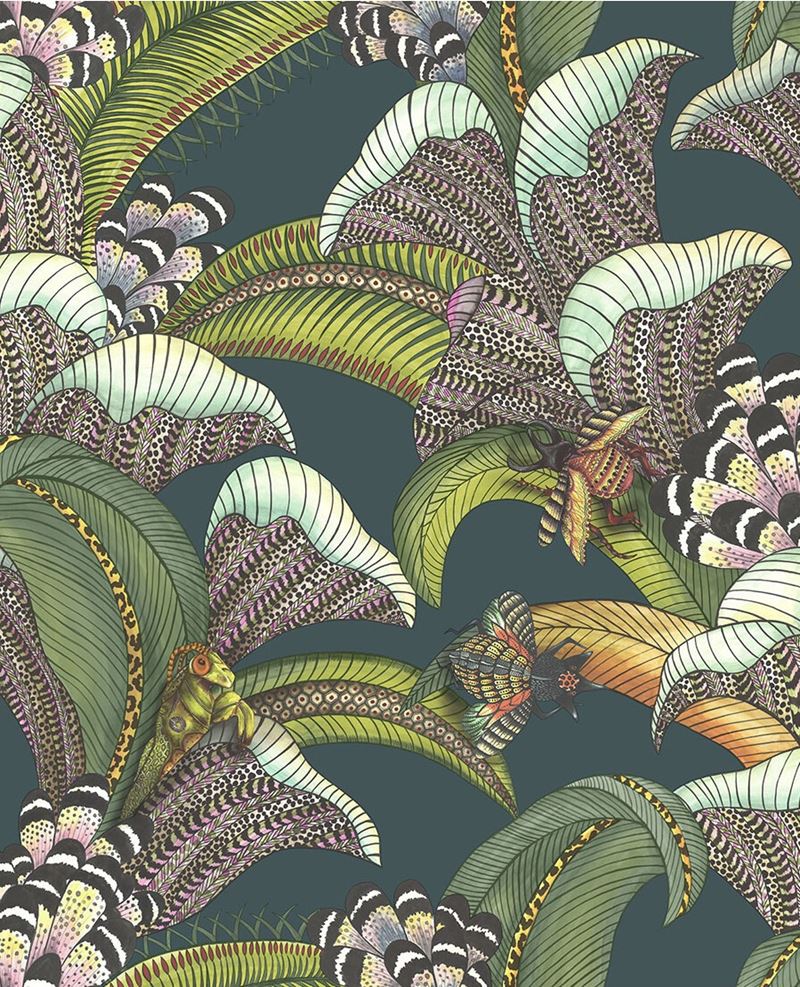 View 119/1007 Cs Hoopoe Leaves Fgrnlmandfchs Darkvrdn By Cole and Son Wallpaper
