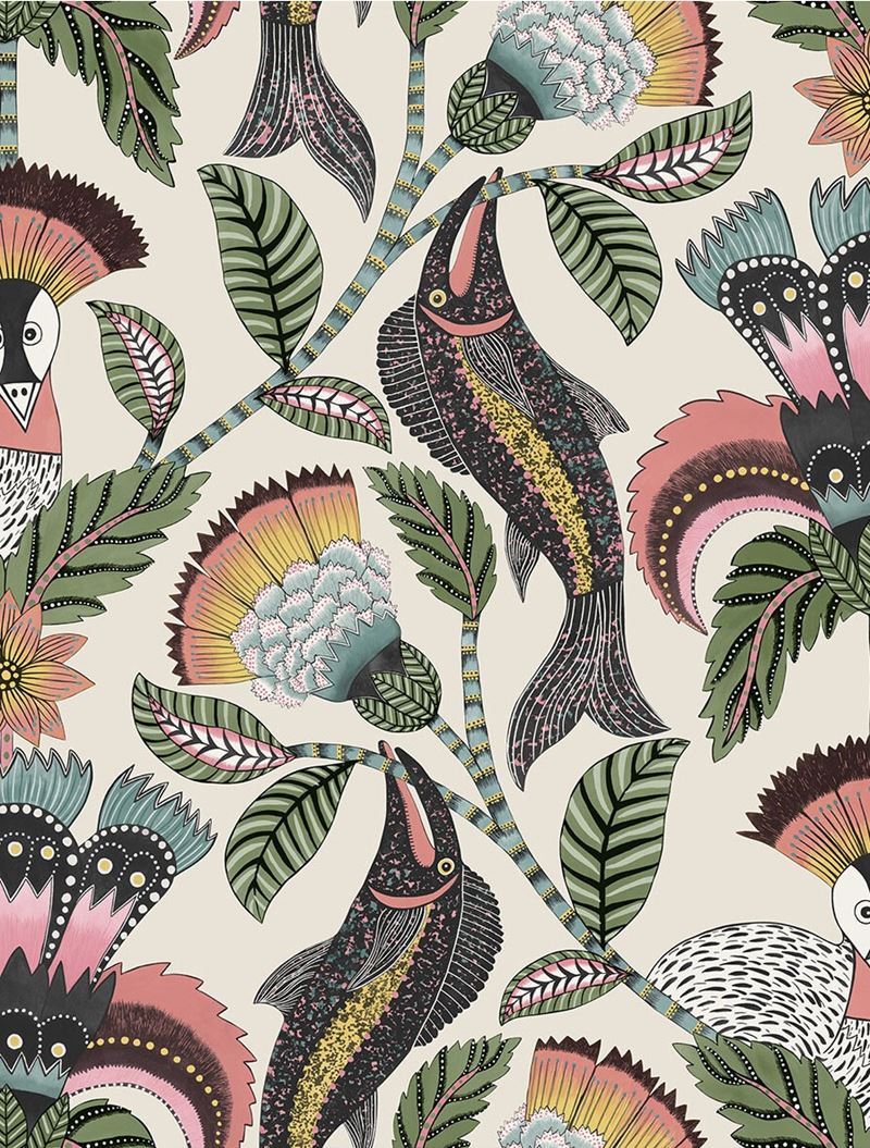 Select 119/8036 Cs Nene Coralsageandteal On Parchment By Cole and Son Wallpaper
