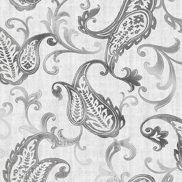 Find 2618-21308 Alhambra Darro Silver Global Paisley Kenneth James Wallpaper