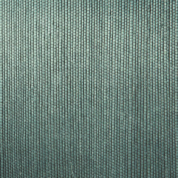 Looking 2622-54723 Jade Thanos Teal Grasscloth Kenneth James Wallpaper