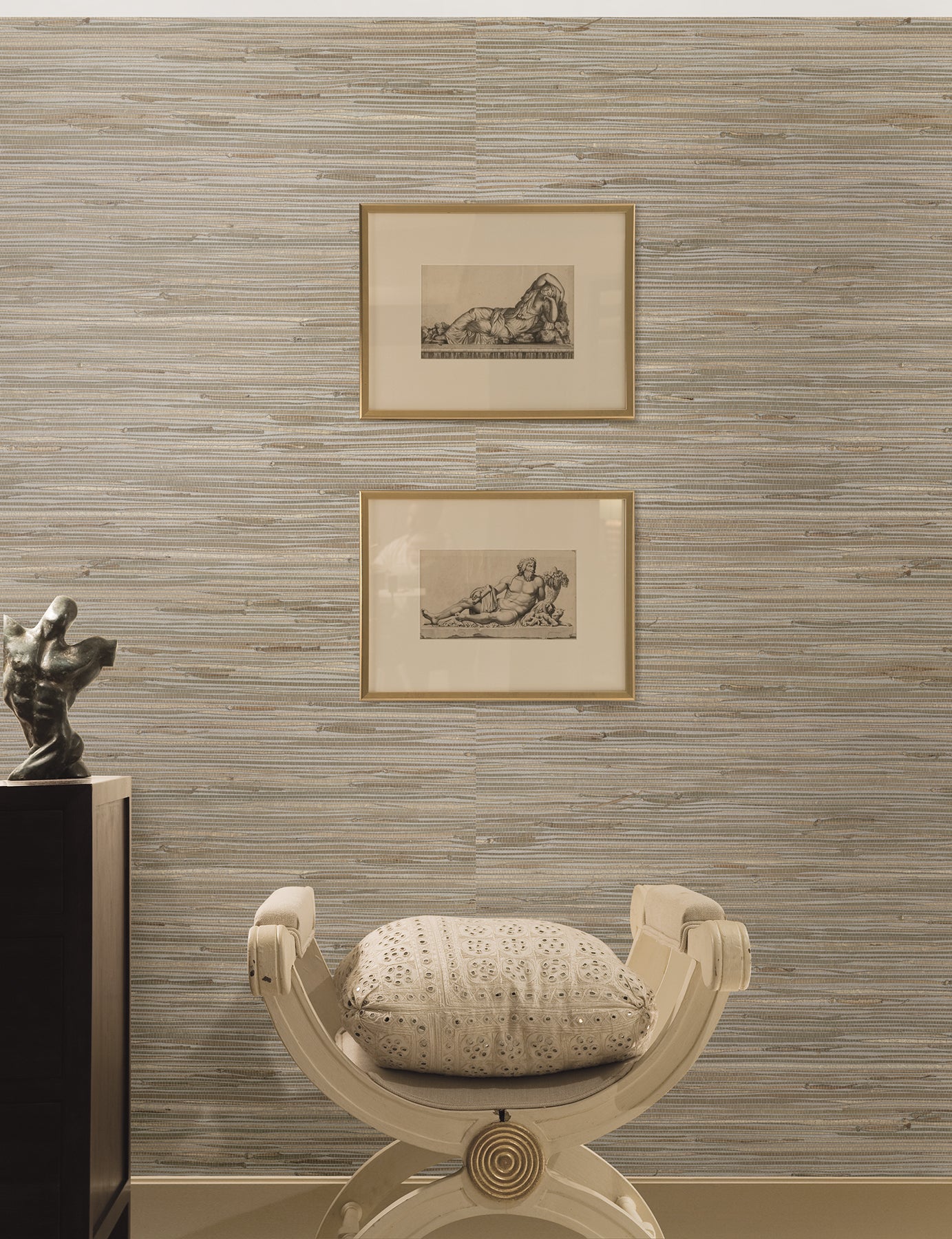 2693-30273 | Zen, Heiki Light Grey Grasscloth - Kenneth James Wallpape