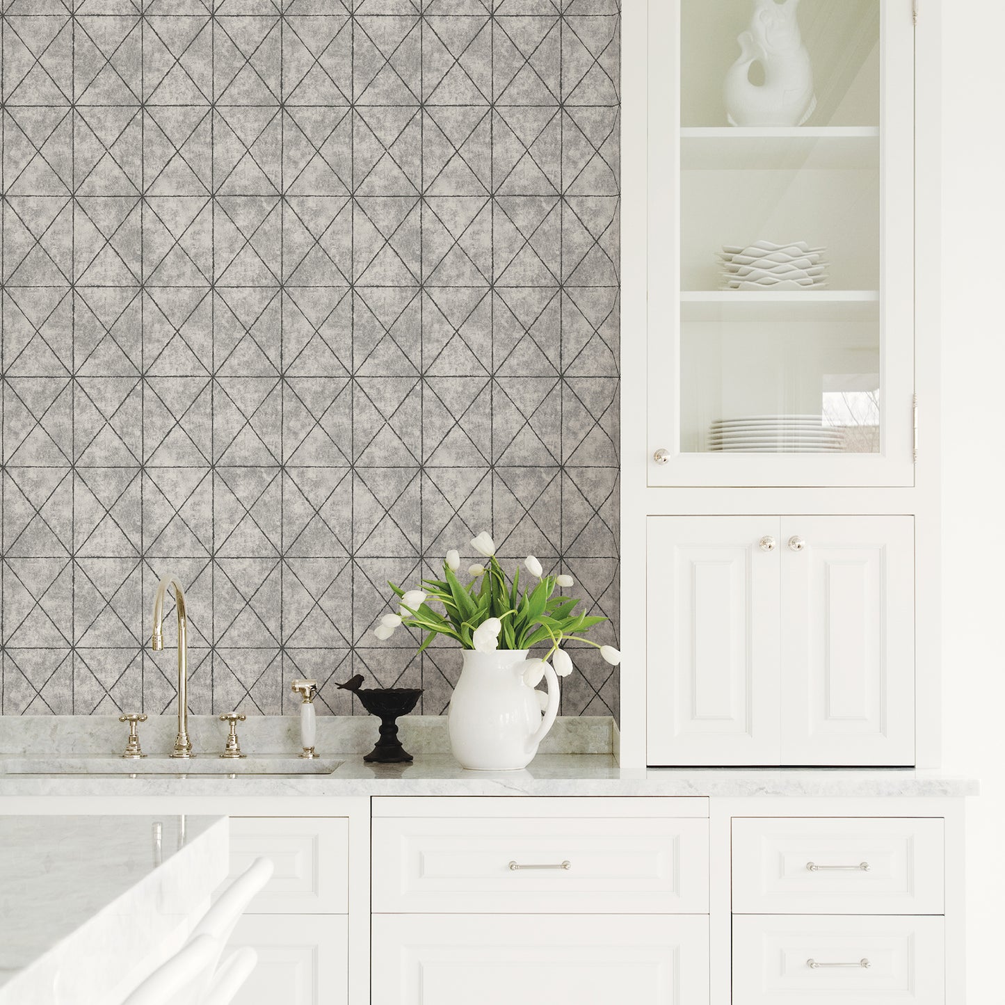 Acquire 2697-78005 Intersection Silver Geometric A-Street Prints Wallpaper
