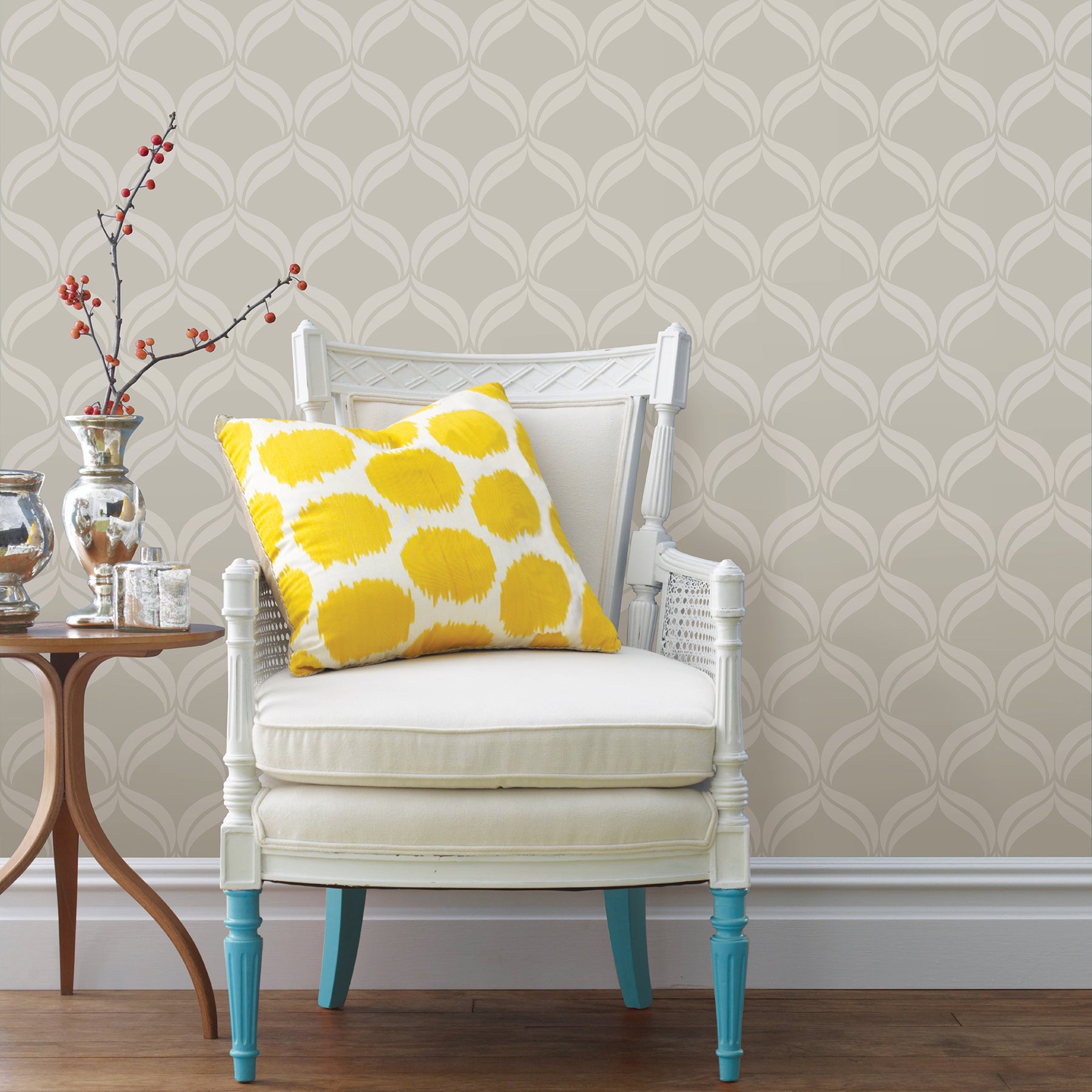 Select 2697-87302 Petals Taupe Ogee A-Street Prints Wallpaper