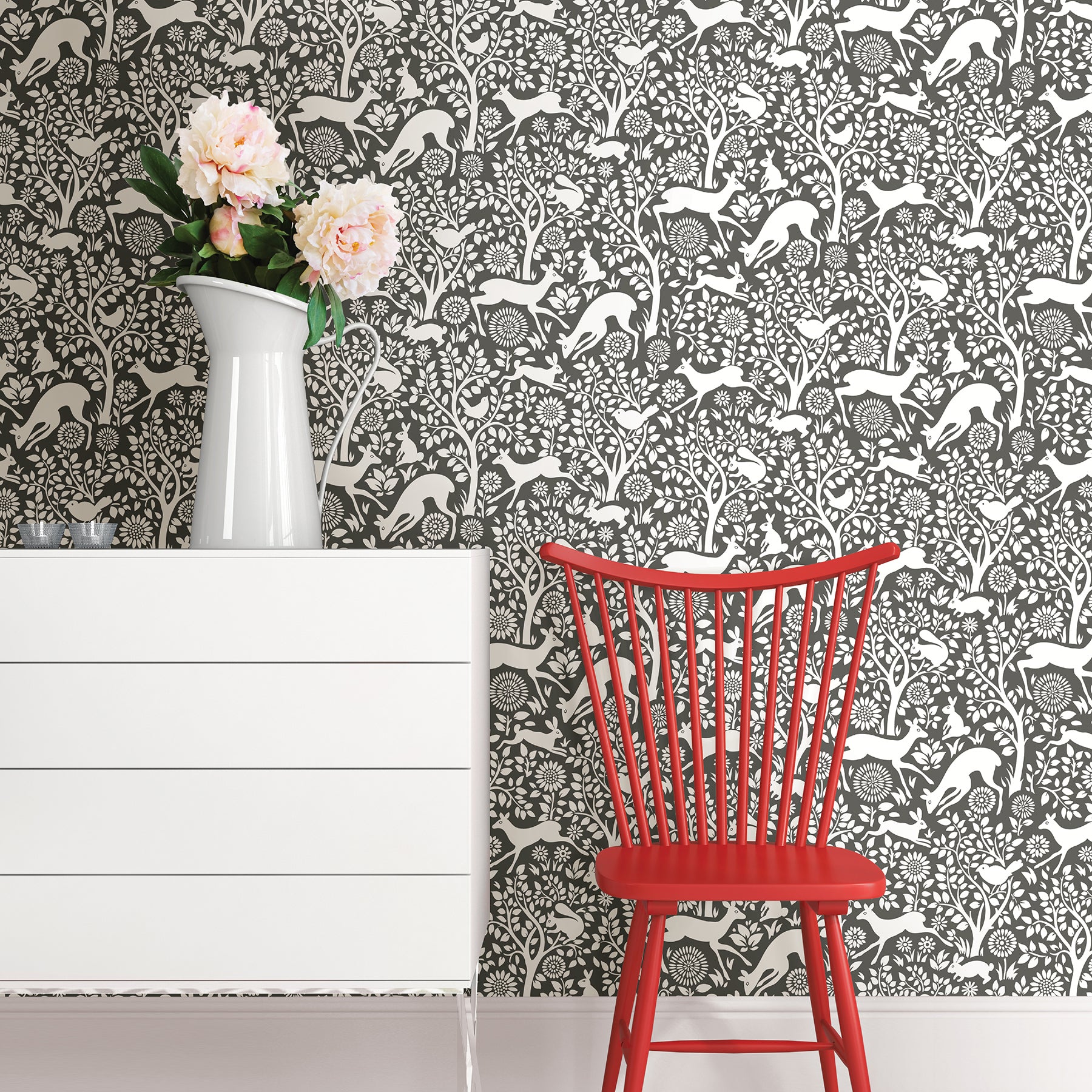 Purchase 2702-22729 Meadow Charcoal Animals by A-Street Prints Wallpaper